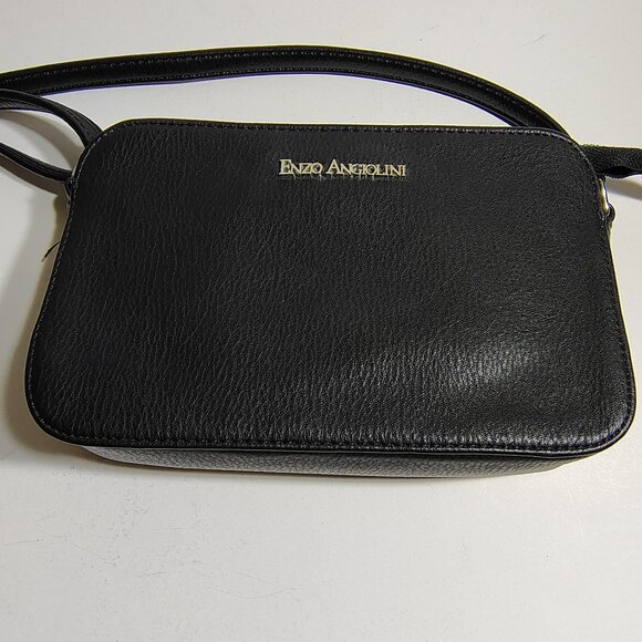Enzo Angiolini Bag Black Pebbled Leather Small Crossbody Compact Minimalist - Picture 2 of 9